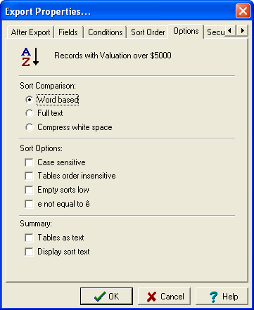 Sort Options